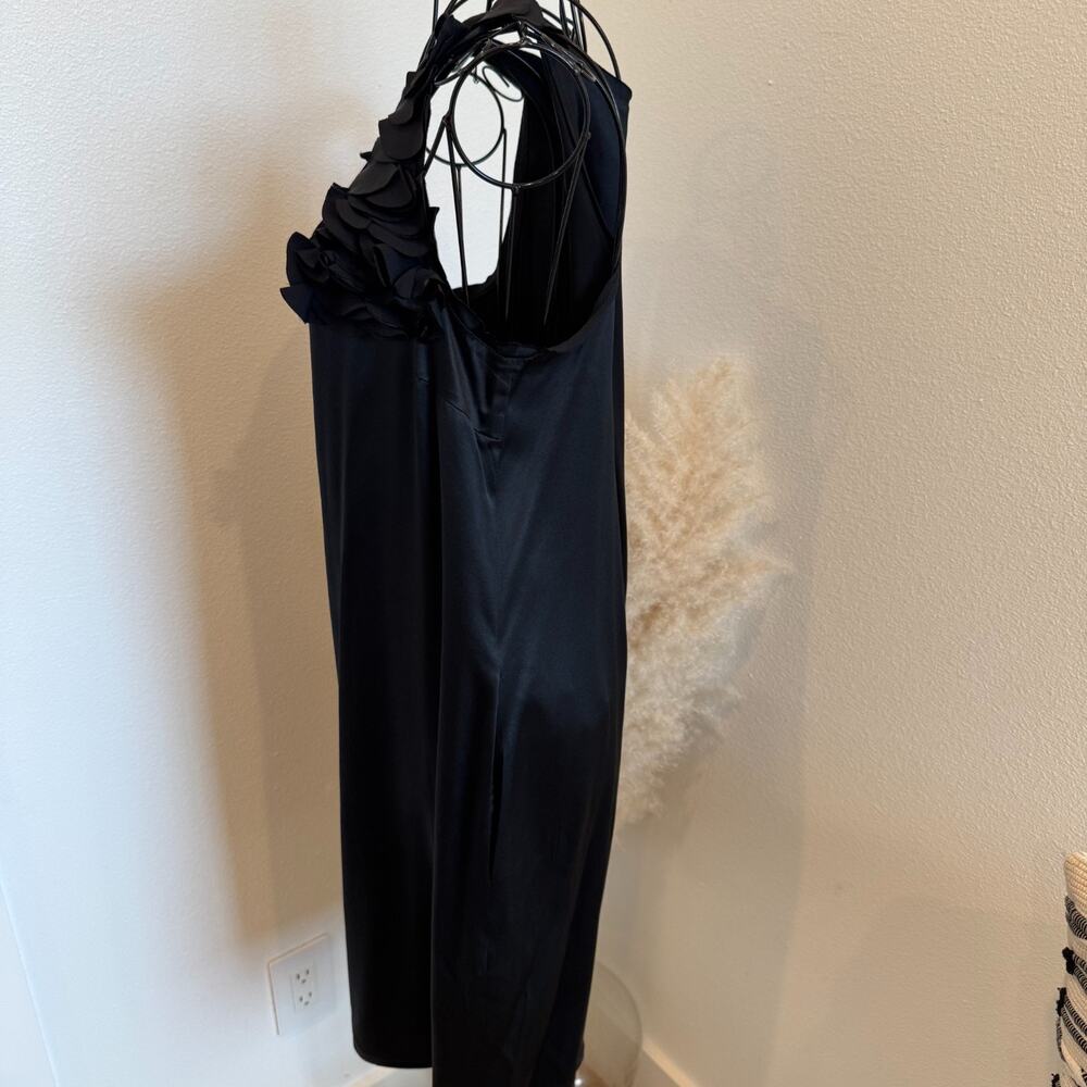 DKNY Black Silk Embellished Flower Strap Sleeveless Classic Tank Mini Dress - Picture 4 of 9
